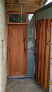 Front door made from recycled timber